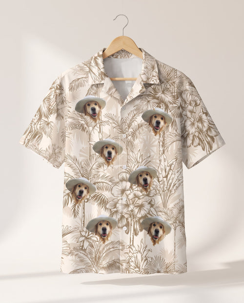 Beige Island Breeze personalized Hawaiian shirt printed with customer faces
