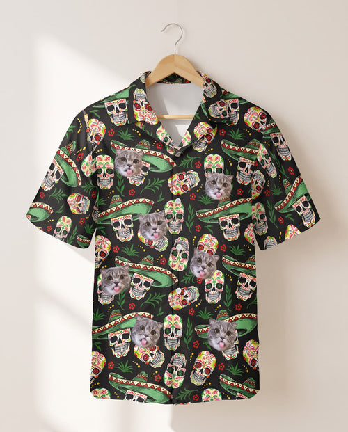 Fiesta Skull Vibes personalized Hawaiian shirt printed with customer faces