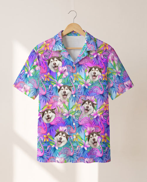 Flamingo Breeze personalized Hawaiian shirt printed with customer faces