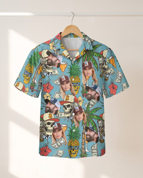 Rich Skull Paradise personalized Hawaiian shirt printed with customer faces