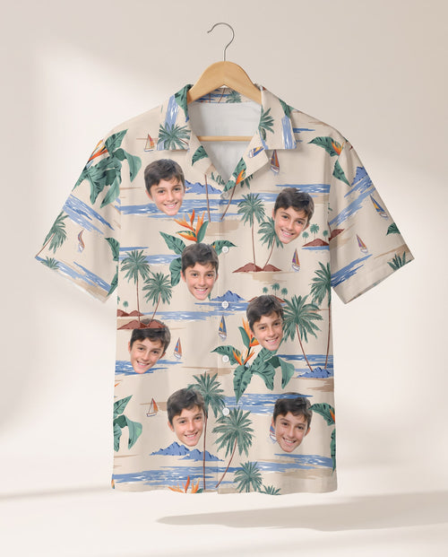 Tropical Island Paradise personalized Hawaiian shirt printed with customer faces