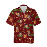 19th Hole Funny Hawaiian Golf Shirt personalized with printed faces, front view