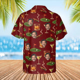 19th Hole Funny Hawaiian Golf Shirt with custom faces, back view