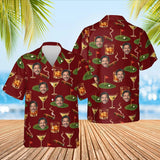 19th Hole Funny Hawaiian Golf Shirt with custom faces, front and back