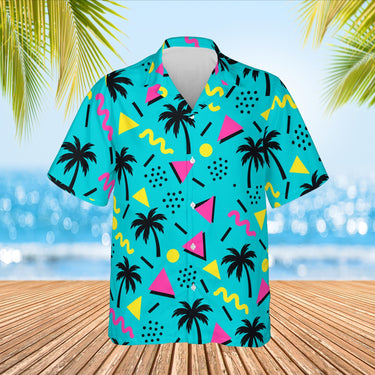 80s Memphis Ugly Hawaiian Shirt print before personalizing, front view