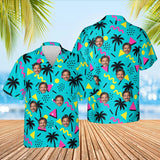 80s Memphis Ugly Hawaiian Shirt with custom faces, front and back