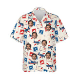 Airmail Postcard Hawaiian Shirt personalized with printed faces, front view