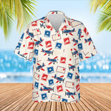 Airmail Postcard Hawaiian Shirt print before personalizing, front view