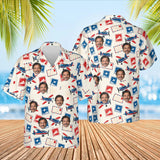 Airmail Postcard Hawaiian Shirt with custom faces, front and back