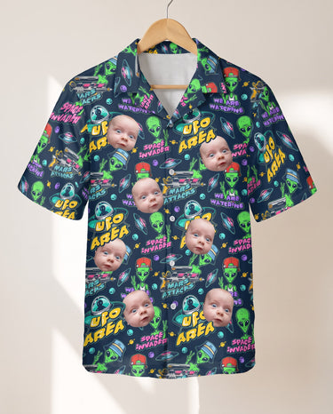 Alien Invasion personalized Hawaiian shirt printed with customer faces