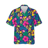 Alien Luau Sci-Fi Hawaiian Shirt personalized with printed faces, front view