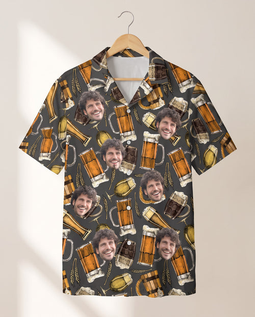 Aloha Brews personalized Hawaiian shirt printed with customer faces