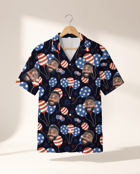 American Pride USA personalized Hawaiian shirt printed with customer faces