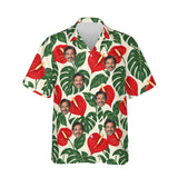 Anthurium Monstera Aloha Shirt personalized with printed faces, front view