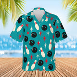Atomic Pins Hawaiian Bowling Shirt print before personalizing, front view