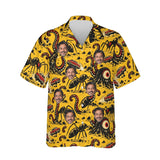 B-Movie Monster Kaiju Hawaiian Shirt personalized with printed faces, front view