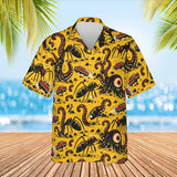B-Movie Monster Kaiju Hawaiian Shirt print before personalizing, front view