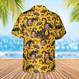 B-Movie Monster Kaiju Hawaiian Shirt with custom faces, back view
