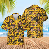 B-Movie Monster Kaiju Hawaiian Shirt with custom faces, front and back