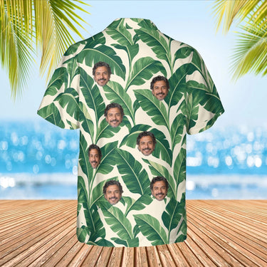 Banana Leaf Island Hawaiian Shirt with custom faces, back view