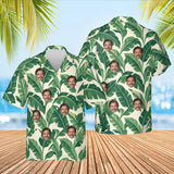 Banana Leaf Island Hawaiian Shirt with custom faces, front and back
