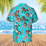 Bandana Mustang Horse Hawaiian Shirt with custom faces, back view
