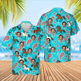 Bandana Mustang Horse Hawaiian Shirt with custom faces, front and back