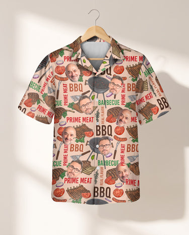Barbecue Time personalized Hawaiian shirt printed with customer faces