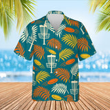 Basket & Palms Disc Golf Hawaiian Shirt print before personalizing, front view