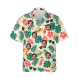 Beach Hat Tropical Hawaiian Shirt personalized with printed faces, front view