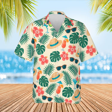 Beach Hat Tropical Hawaiian Shirt print before personalizing, front view