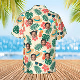 Beach Hat Tropical Hawaiian Shirt with custom faces, back view