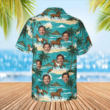 Beach Horse Hawaiian Shirt with custom faces, back view