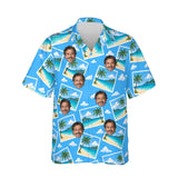 Beach Postcard Hawaiian Shirt personalized with printed faces, front view