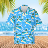 Beach Postcard Hawaiian Shirt print before personalizing, front view