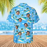 Beach Postcard Hawaiian Shirt with custom faces, back view