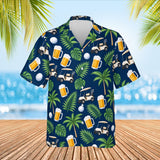 Beer & Golf Cart Funny Hawaiian Golf Shirt print before personalizing, front view