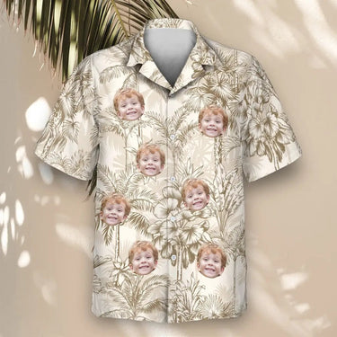 Beige Island Breeze custom Hawaiian shirt with photos, example 2