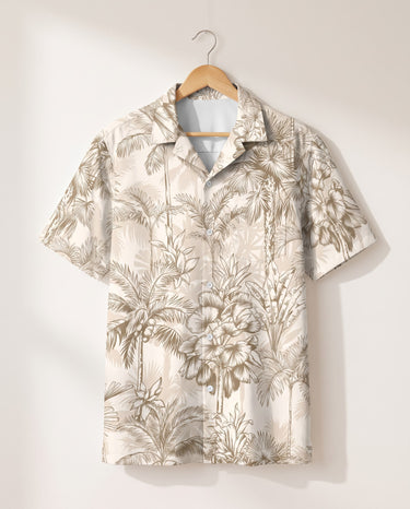 Beige Island Breeze Hawaiian shirt print before personalizing