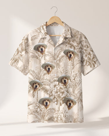 Beige Island Breeze personalized Hawaiian shirt printed with customer faces