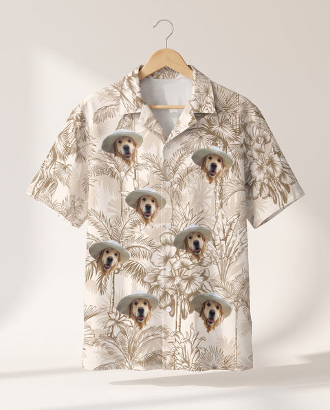 Beige Island Breeze personalized Hawaiian shirt printed with customer faces