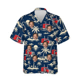 Big Rig & Palms Semi Truck Hawaiian Shirt personalized with printed faces, front view