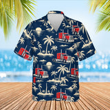 Big Rig & Palms Semi Truck Hawaiian Shirt print before personalizing, front view