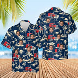 Big Rig & Palms Semi Truck Hawaiian Shirt with custom faces, front and back