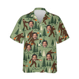 Bigfoot Disc Golf Hawaiian Shirt personalized with printed faces, front view