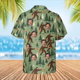Bigfoot Disc Golf Hawaiian Shirt with custom faces, back view