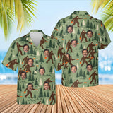 Bigfoot Disc Golf Hawaiian Shirt with custom faces, front and back