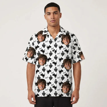 Black Cat Silhouette Halloween custom Hawaiian shirt with photos, example 1