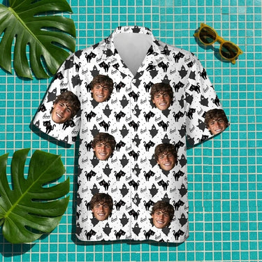 Black Cat Silhouette Halloween custom Hawaiian shirt with photos, example 3