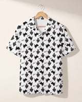 Black Cat Silhouette Halloween Hawaiian shirt print before personalizing